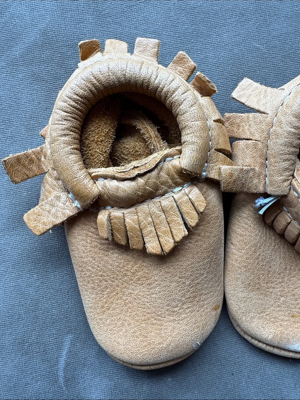 Freshly Picked Tan Leather Fringe Moccasins - Kids
